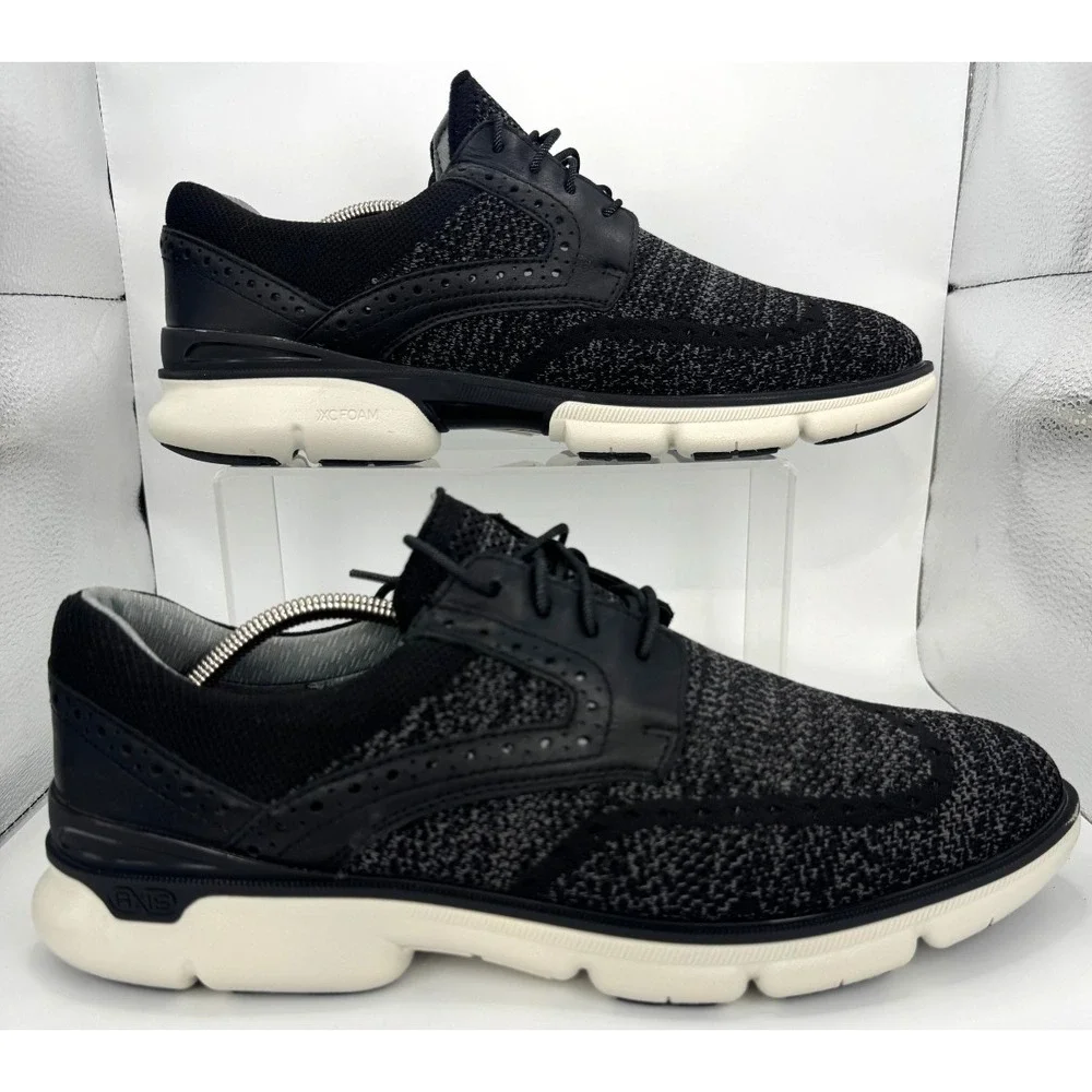 JOHNSTON & MURPHY XC4 Black Tanner Knit Wingtip Shoe Men's 10 Waterproof Comfort
